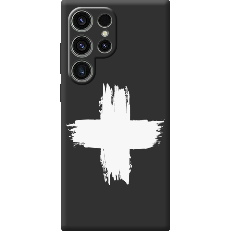 Чорний чохол BoxFace Samsung Galaxy S25 Ultra Білий хрест ЗСУ