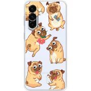 Прозорий чохол BoxFace Samsung Galaxy A36 5G (A366) с 3D-глазками Pug