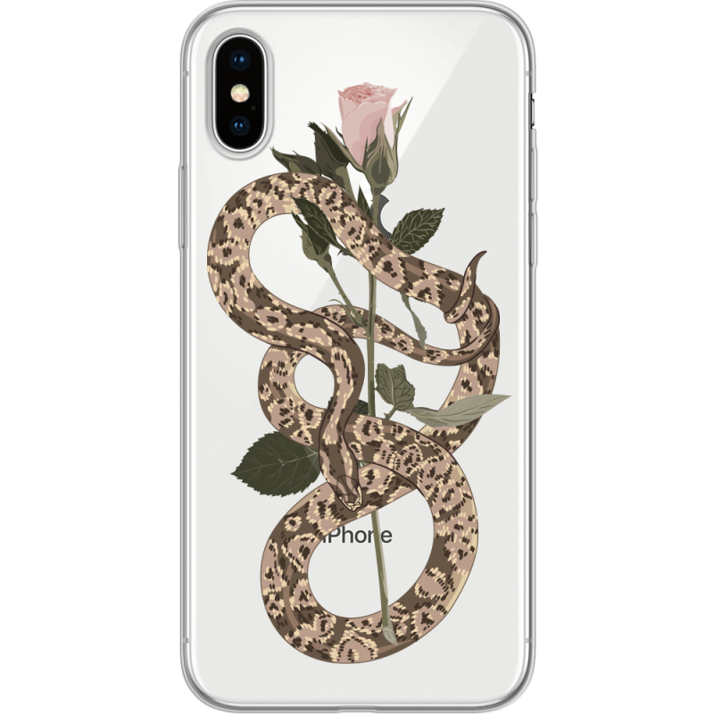 Прозрачный чехол Uprint Apple iPhone X Glamor Snake