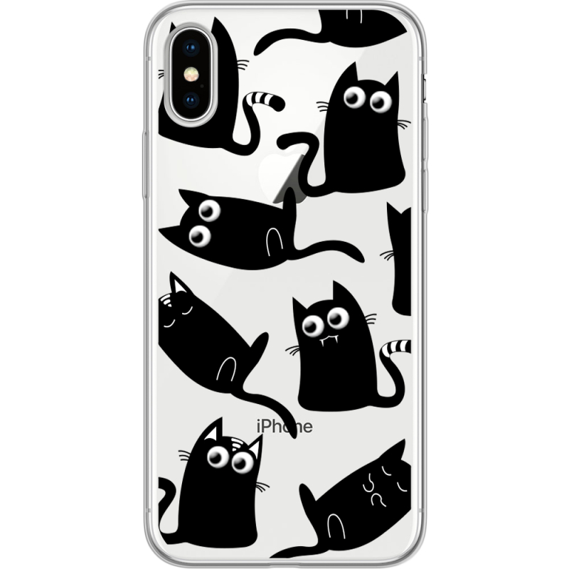 Прозрачный чехол Uprint Apple iPhone X с 3D-глазками Black Kitty