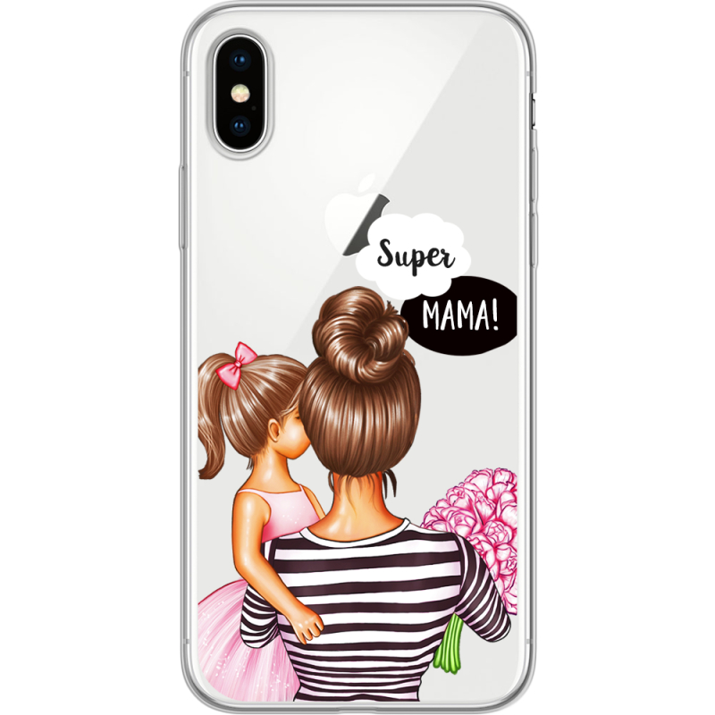 Прозрачный чехол Uprint Apple iPhone X Super Mama and Daughter