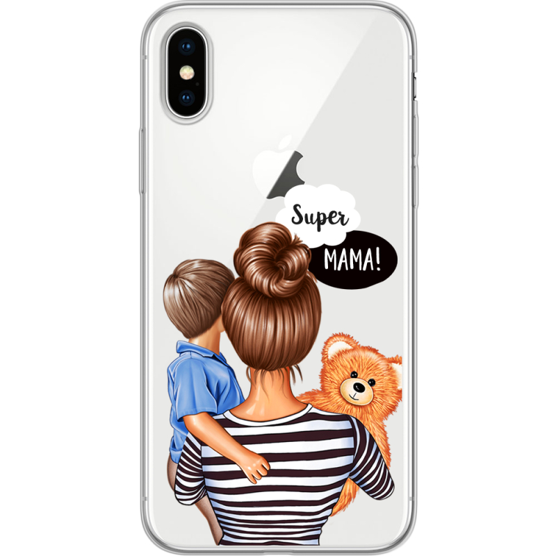 Прозрачный чехол Uprint Apple iPhone X Super Mama and Son