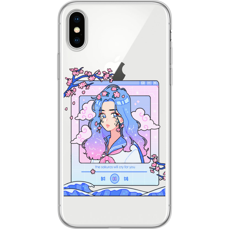 Прозрачный чехол Uprint Apple iPhone X The Sakuras Will Cry For You