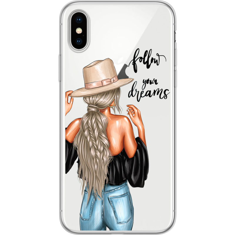 Прозрачный чехол Uprint Apple iPhone X Follow Your Dreams