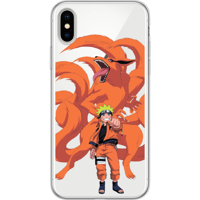 Прозрачный чехол Uprint Apple iPhone X Naruto and Kurama