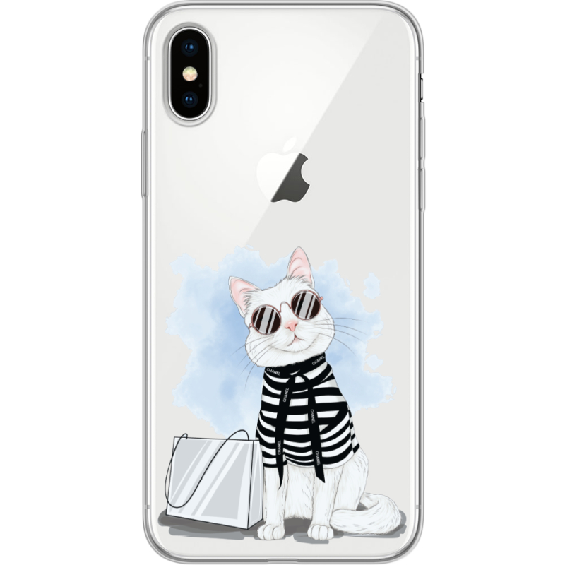 Прозрачный чехол Uprint Apple iPhone X Cat Style