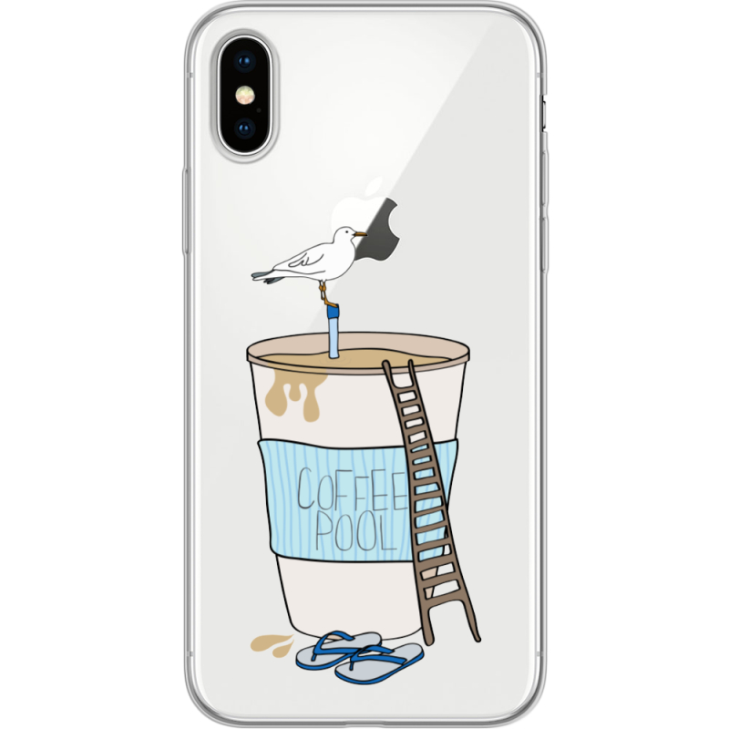 Прозрачный чехол Uprint Apple iPhone X Segull in Cofee Pool
