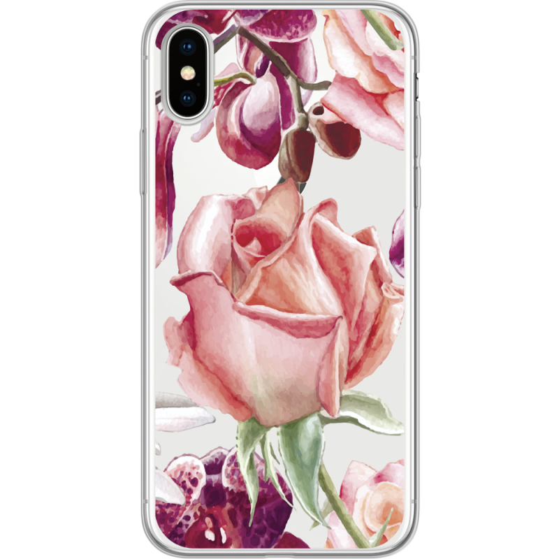 Прозрачный чехол Uprint Apple iPhone X Rose