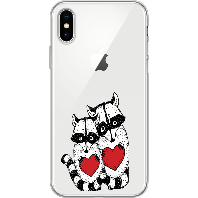 Прозрачный чехол Uprint Apple iPhone X Raccoons in love