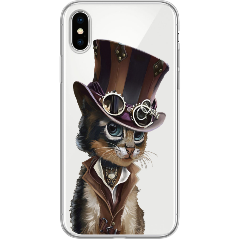 Прозрачный чехол Uprint Apple iPhone X Steampunk Cat