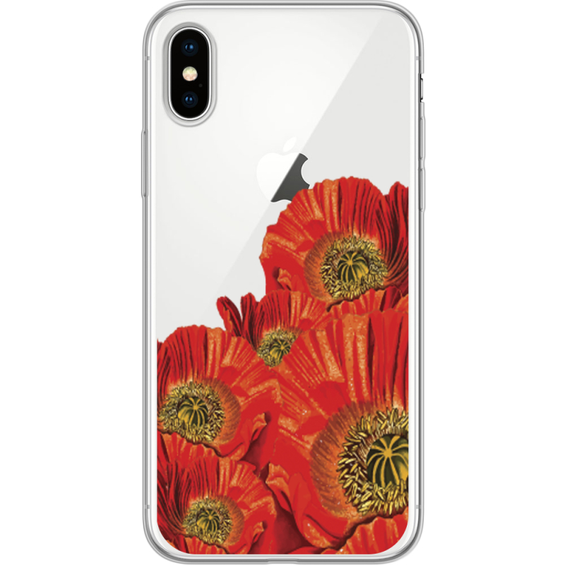 Прозрачный чехол Uprint Apple iPhone X Red Poppies