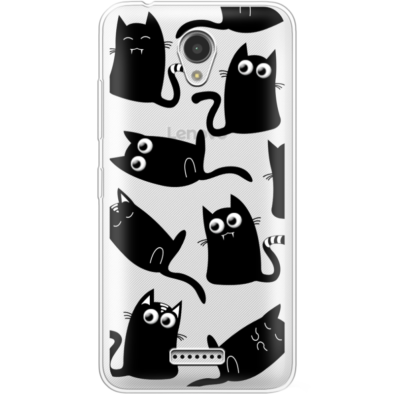 Прозрачный чехол Uprint Lenovo A Plus A1010a20 с 3D-глазками Black Kitty