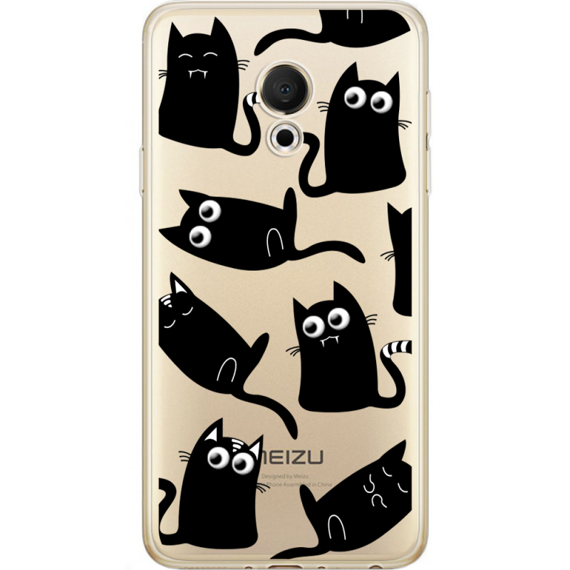 Прозрачный чехол Uprint Meizu M15 (15 Lite) с 3D-глазками Black Kitty