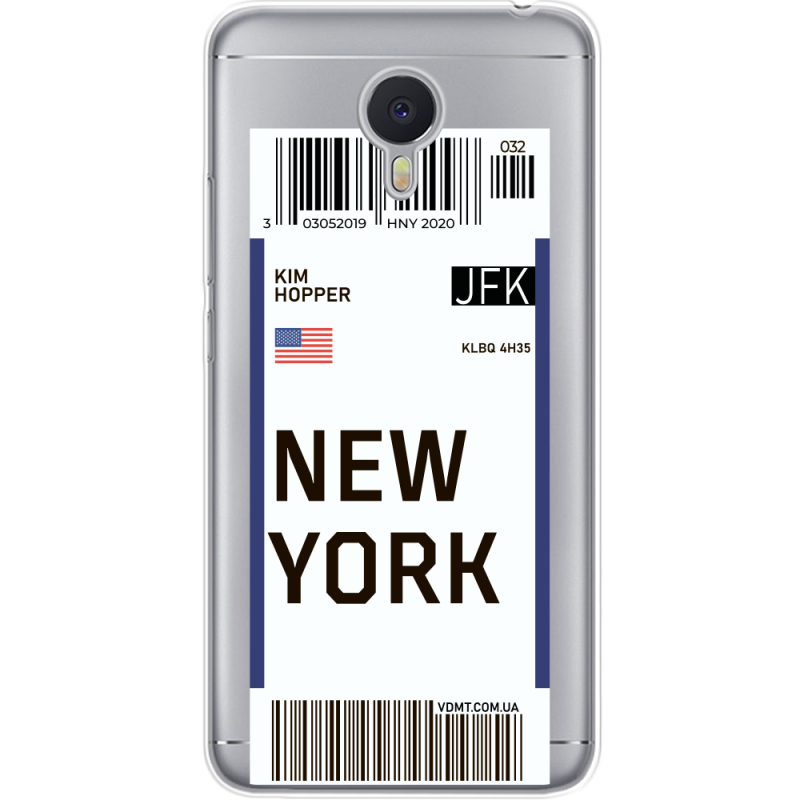 Прозрачный чехол Uprint Meizu M3 Note Ticket New York