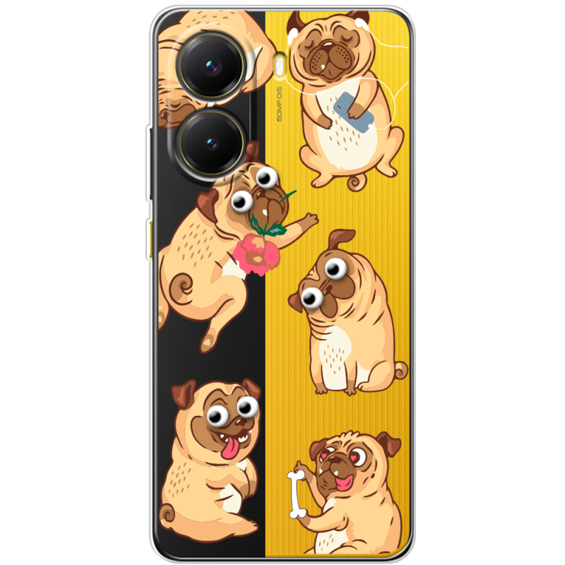 Прозорий чохол BoxFace Poco X7 Pro с 3D-глазками Pug