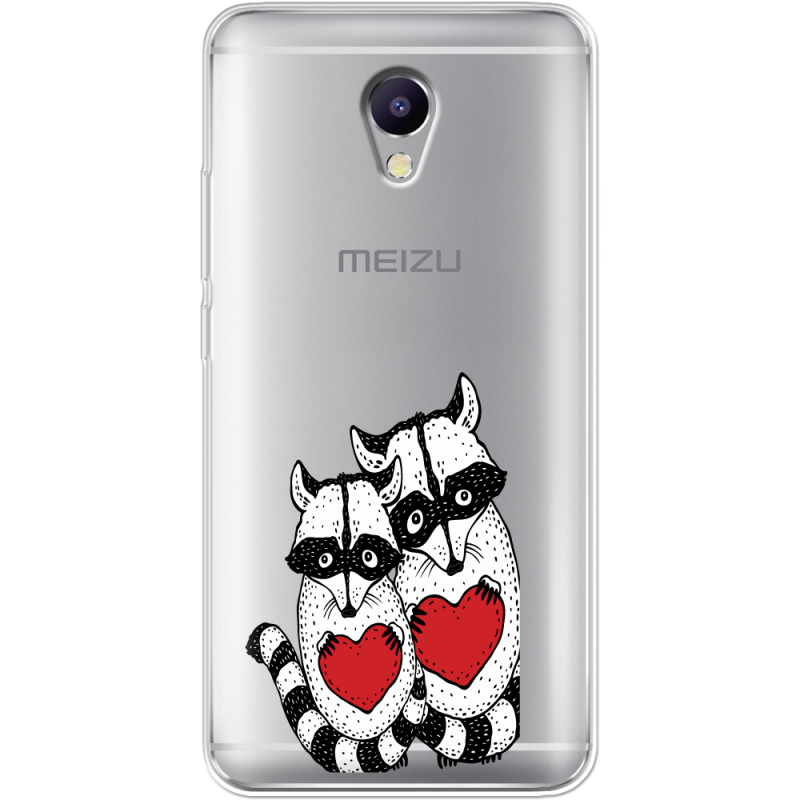 Прозрачный чехол Uprint Meizu M5 Note Raccoons in love