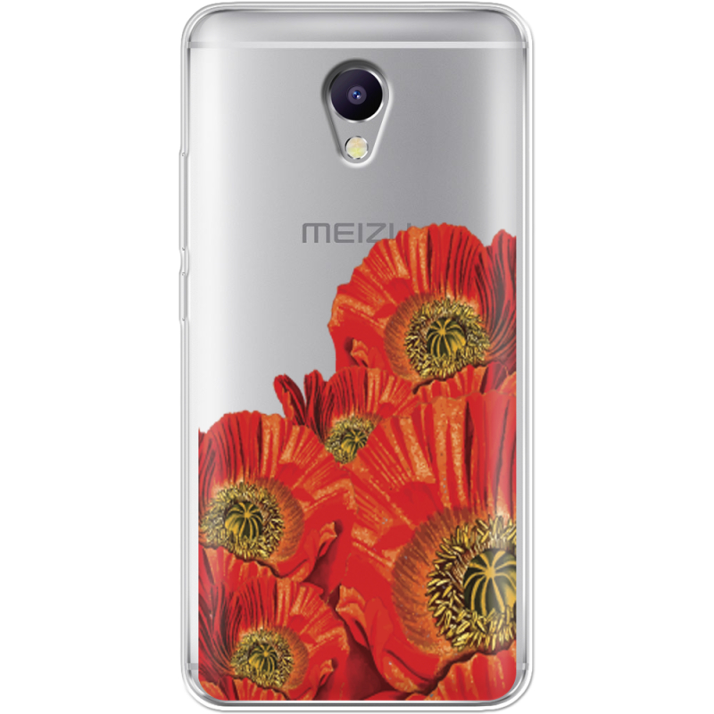 Прозрачный чехол Uprint Meizu M5 Note Red Poppies