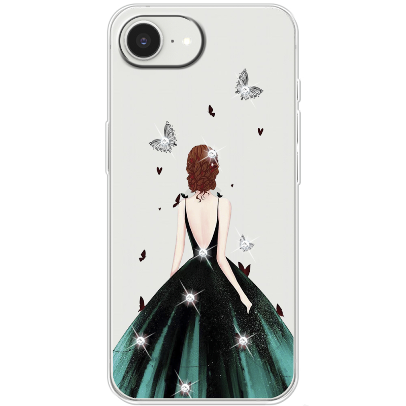 Чохол зі стразами Apple iPhone 16e Girl in the green dress