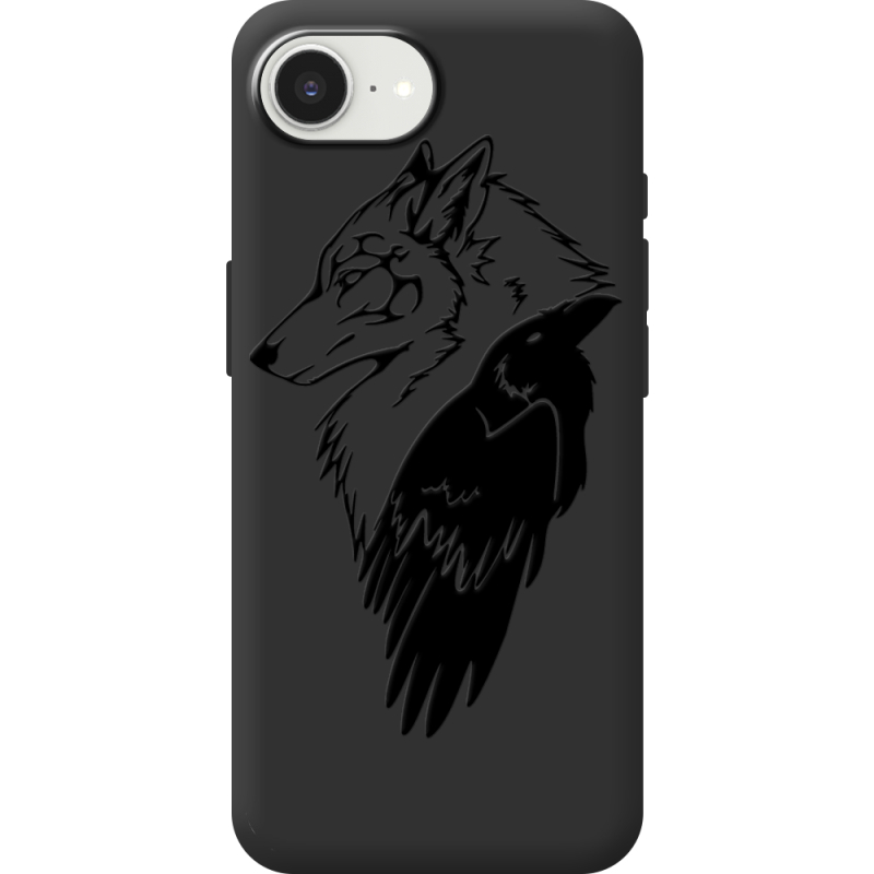 Чорний чохол BoxFace Apple iPhone 16e Wolf and Raven