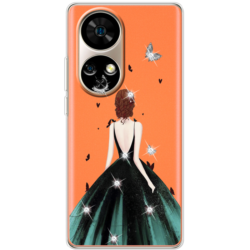 Чохол зі стразами Ulefone Note 17 Pro Girl in the green dress