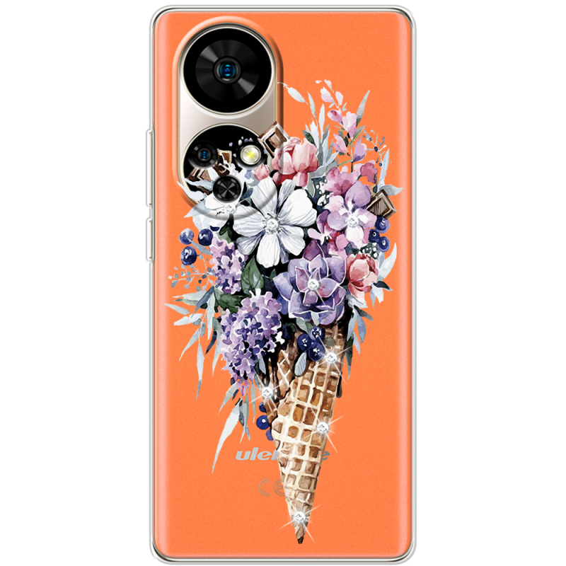 Чохол зі стразами Ulefone Note 17 Pro Ice Cream Flowers