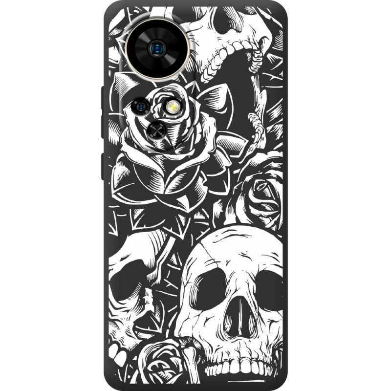 Чорний чохол BoxFace Ulefone Note 17 Pro Skull and Roses