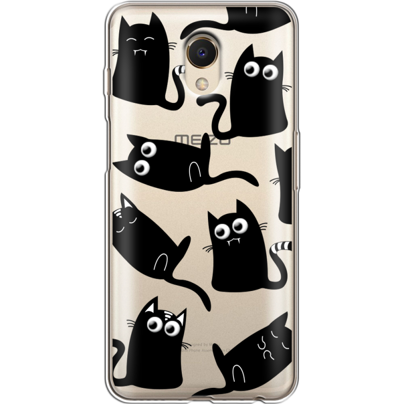 Прозрачный чехол Uprint Meizu M6s с 3D-глазками Black Kitty