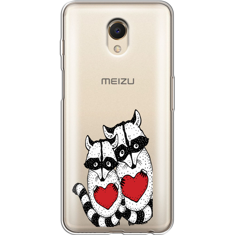 Прозрачный чехол Uprint Meizu M6s Raccoons in love