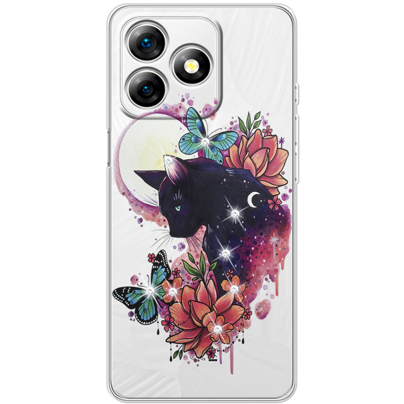 Чохол зі стразами Ulefone Note 18 Pro Cat in Flowers