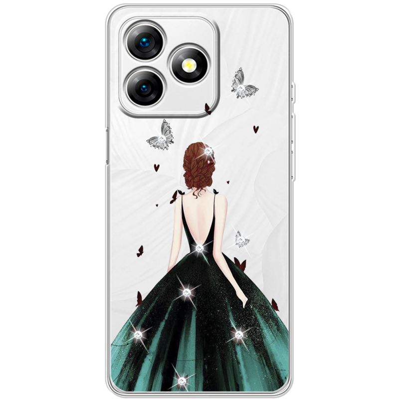 Чохол зі стразами Ulefone Note 18 Pro Girl in the green dress