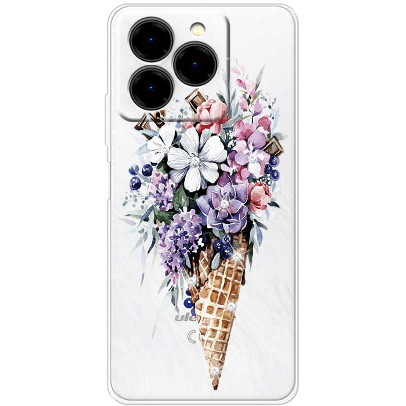 Чохол зі стразами Ulefone Note 20 Pro Ice Cream Flowers