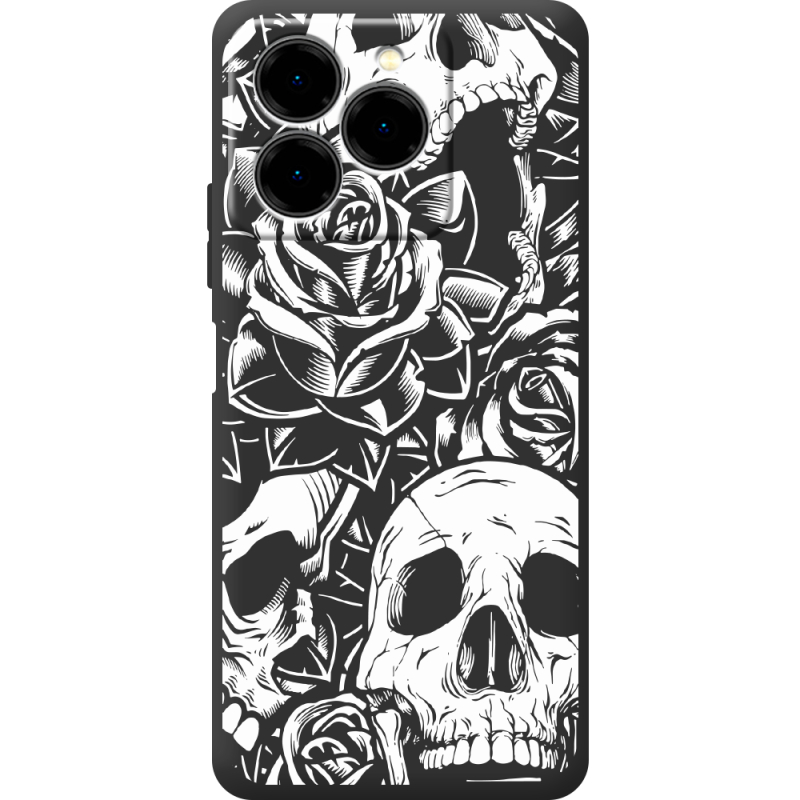 Чорний чохол BoxFace Ulefone Note 20 Pro Skull and Roses