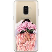 Прозрачный чехол Uprint Samsung A530 Galaxy A8 (2018) Девушка с Пионами