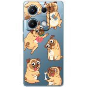 Прозорий чохол BoxFace Xiaomi Redmi Note 14S с 3D-глазками Pug