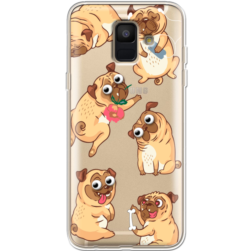 Прозрачный чехол Uprint Samsung A600 Galaxy A6 2018 с 3D-глазками Pug