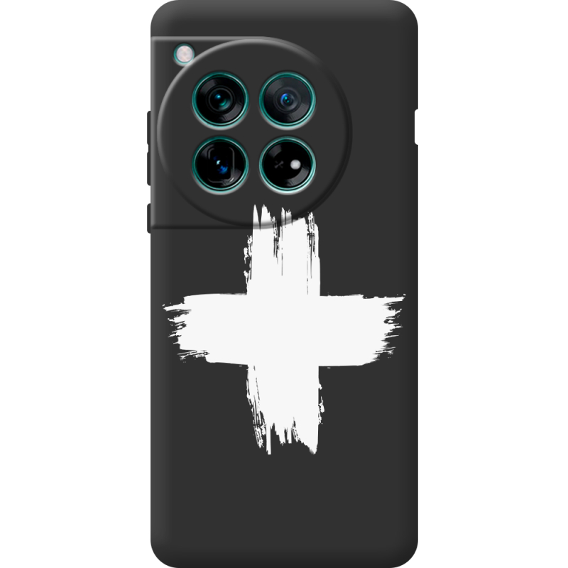 Чорний чохол BoxFace OnePlus 12 Білий хрест ЗСУ