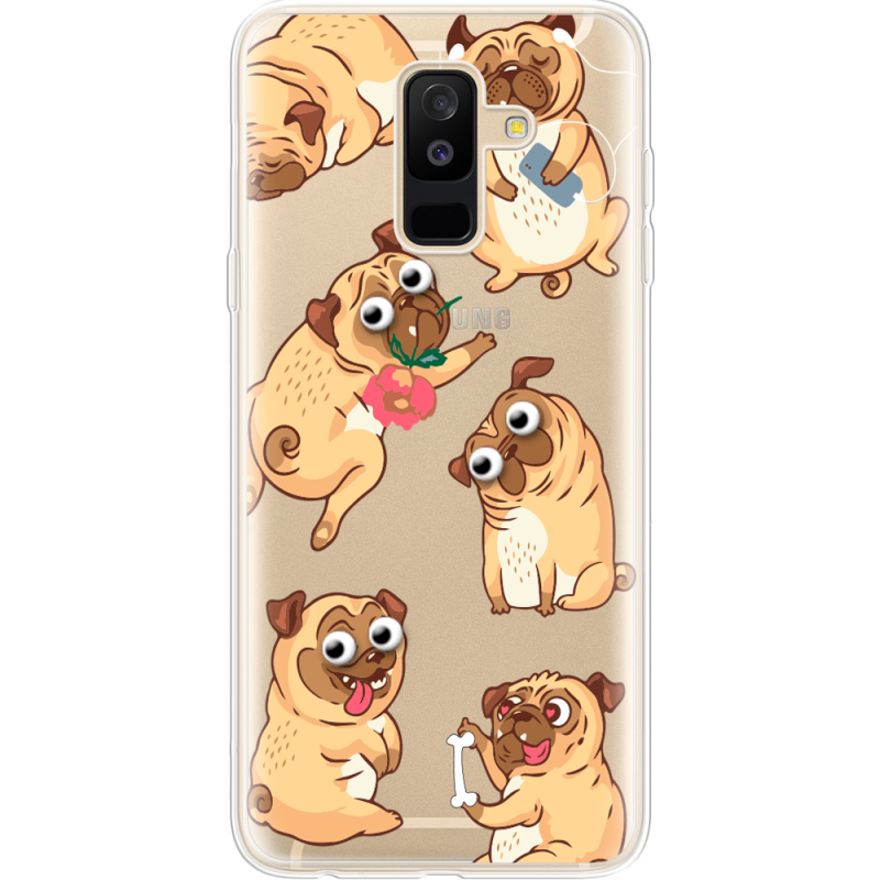 Прозрачный чехол Uprint Samsung A605 Galaxy A6 Plus 2018 с 3D-глазками Pug