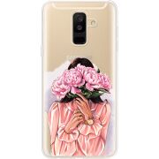 Прозрачный чехол Uprint Samsung A605 Galaxy A6 Plus 2018 Девушка с Пионами