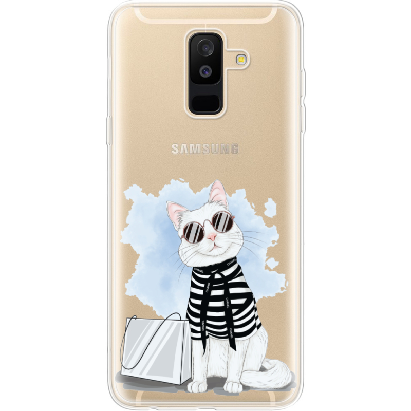 Прозрачный чехол Uprint Samsung A605 Galaxy A6 Plus 2018 Cat Style
