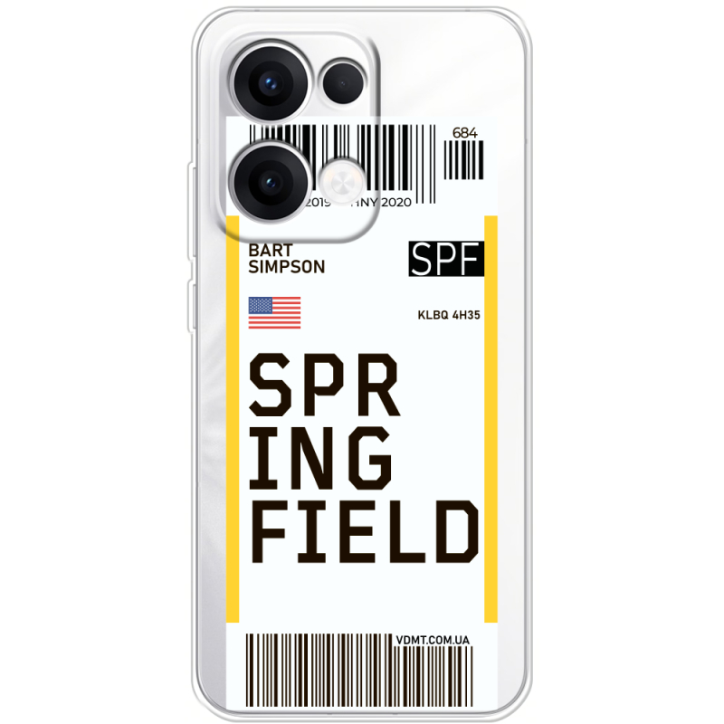 Прозорий чохол BoxFace OPPO Reno 13 5G Ticket Springfield