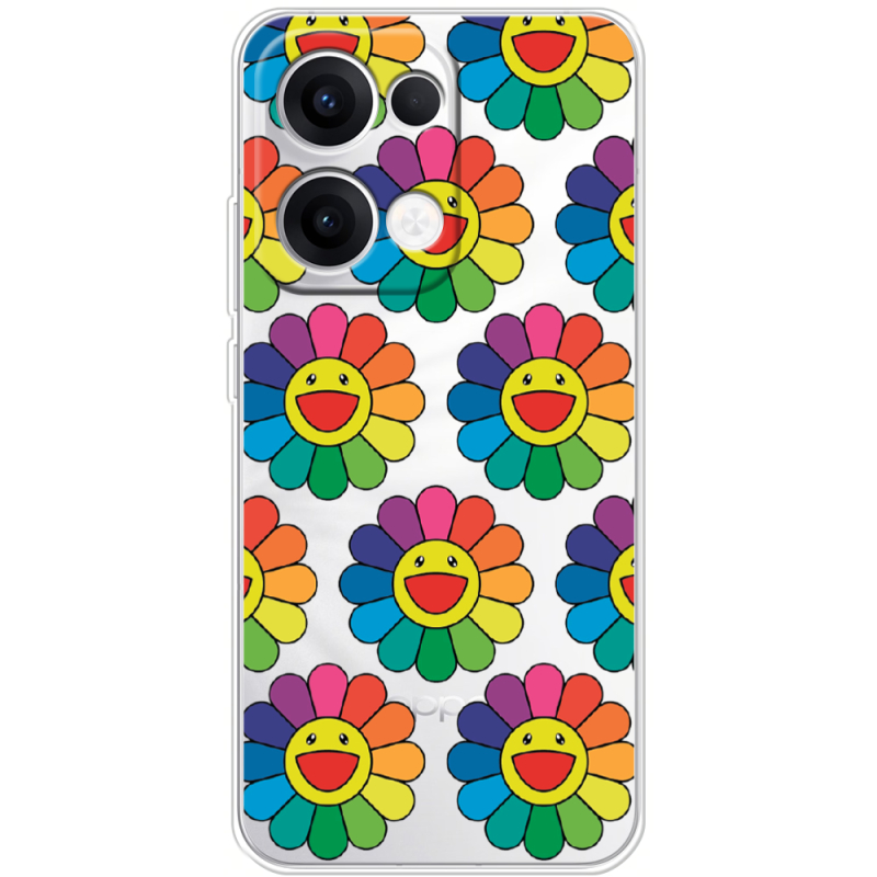 Прозорий чохол BoxFace OPPO Reno 13 5G Hippie Flowers