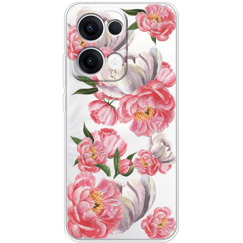 Прозорий чохол BoxFace OPPO Reno 13 5G Peony Watercolor Style