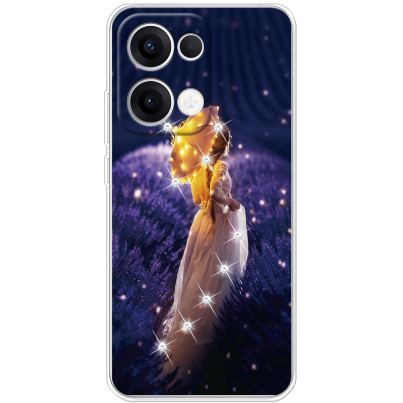 Чохол зі стразами OPPO Reno 13 5G Girl with Umbrella
