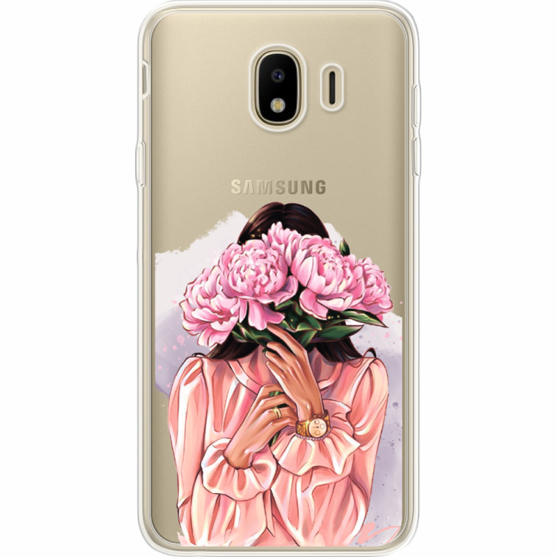 Прозрачный чехол Uprint Samsung J400 Galaxy J4 2018 Девушка с Пионами