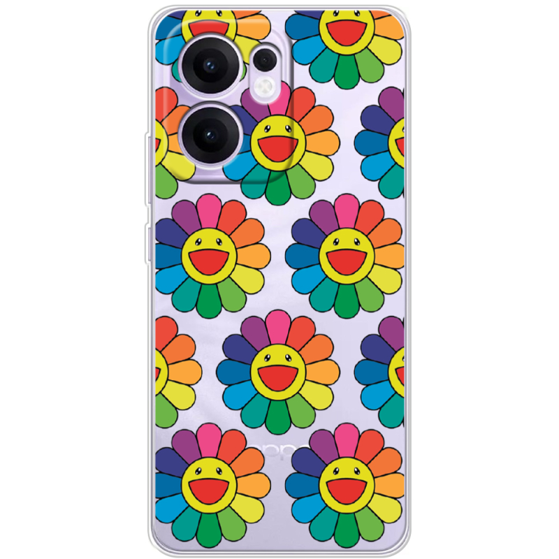 Прозорий чохол BoxFace OPPO Reno 13 F Hippie Flowers