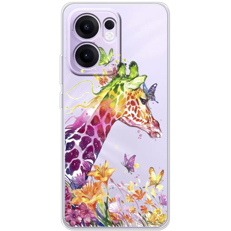 Прозорий чохол BoxFace OPPO Reno 13 F Colorful Giraffe