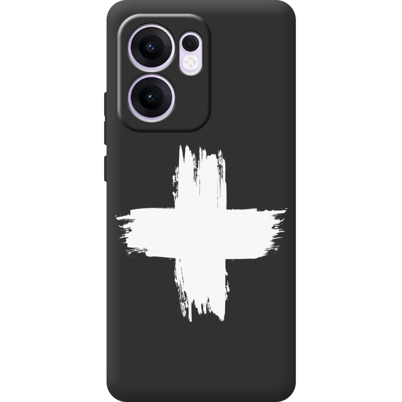 Чорний чохол BoxFace OPPO Reno 13 F Білий хрест ЗСУ
