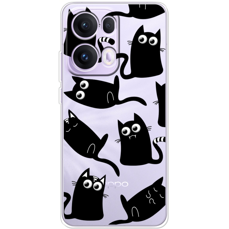 Прозорий чохол BoxFace OPPO Reno 13 Pro 5G с 3D-глазками Black Kitty