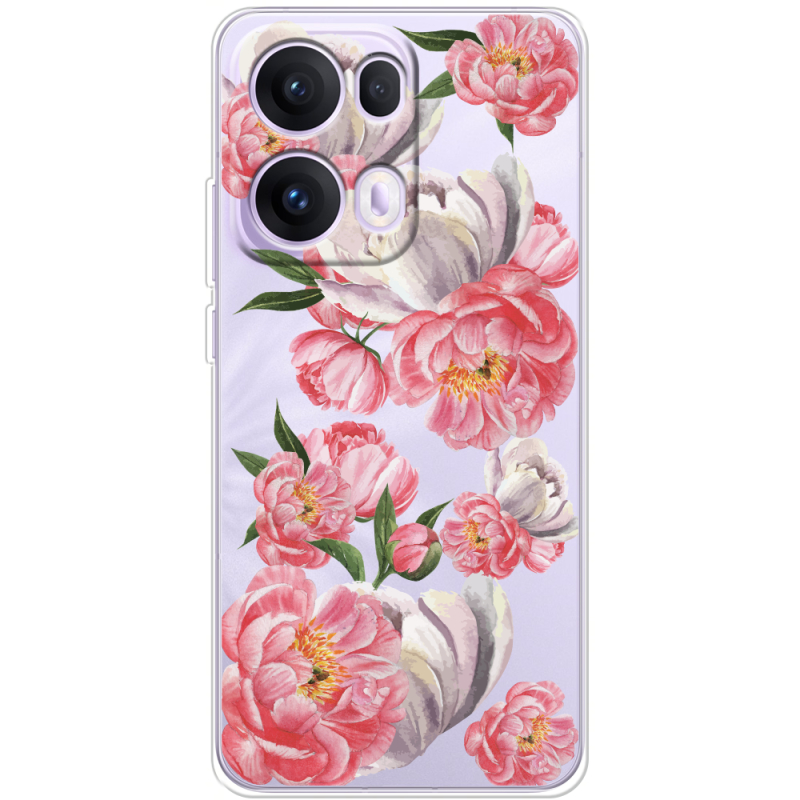 Прозорий чохол BoxFace OPPO Reno 13 Pro 5G Peony Watercolor Style