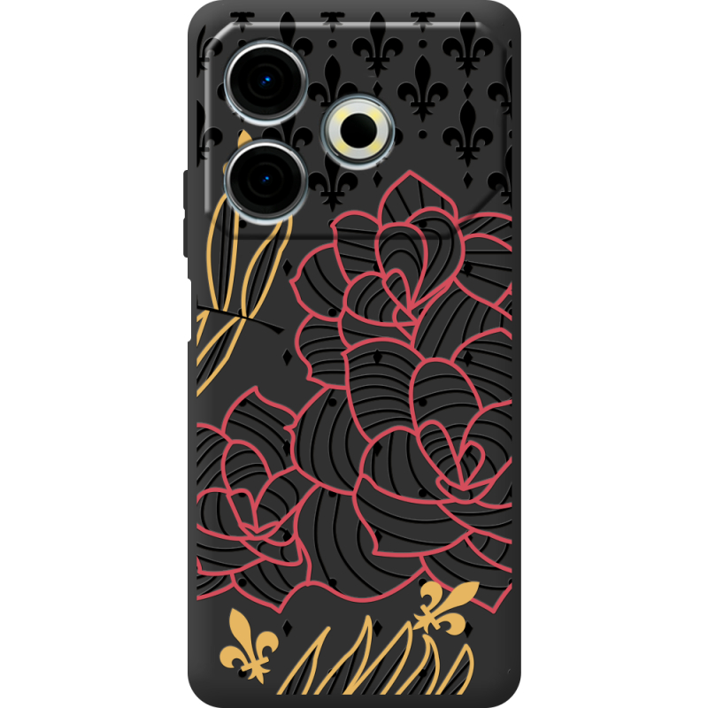 Черный чехол BoxFace Tecno POVA 6 Neo FranceFlowers
